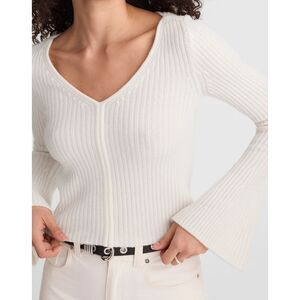Madewell Merino Wool Ribbed V Neck Sweater Ivory Long Sleeve Size S NWOT NW830